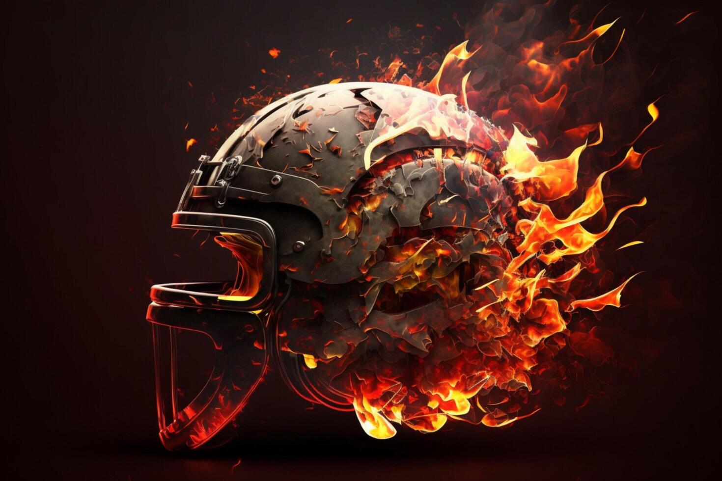 Red Flame Football Helmet Fiery Protection for the Game photo