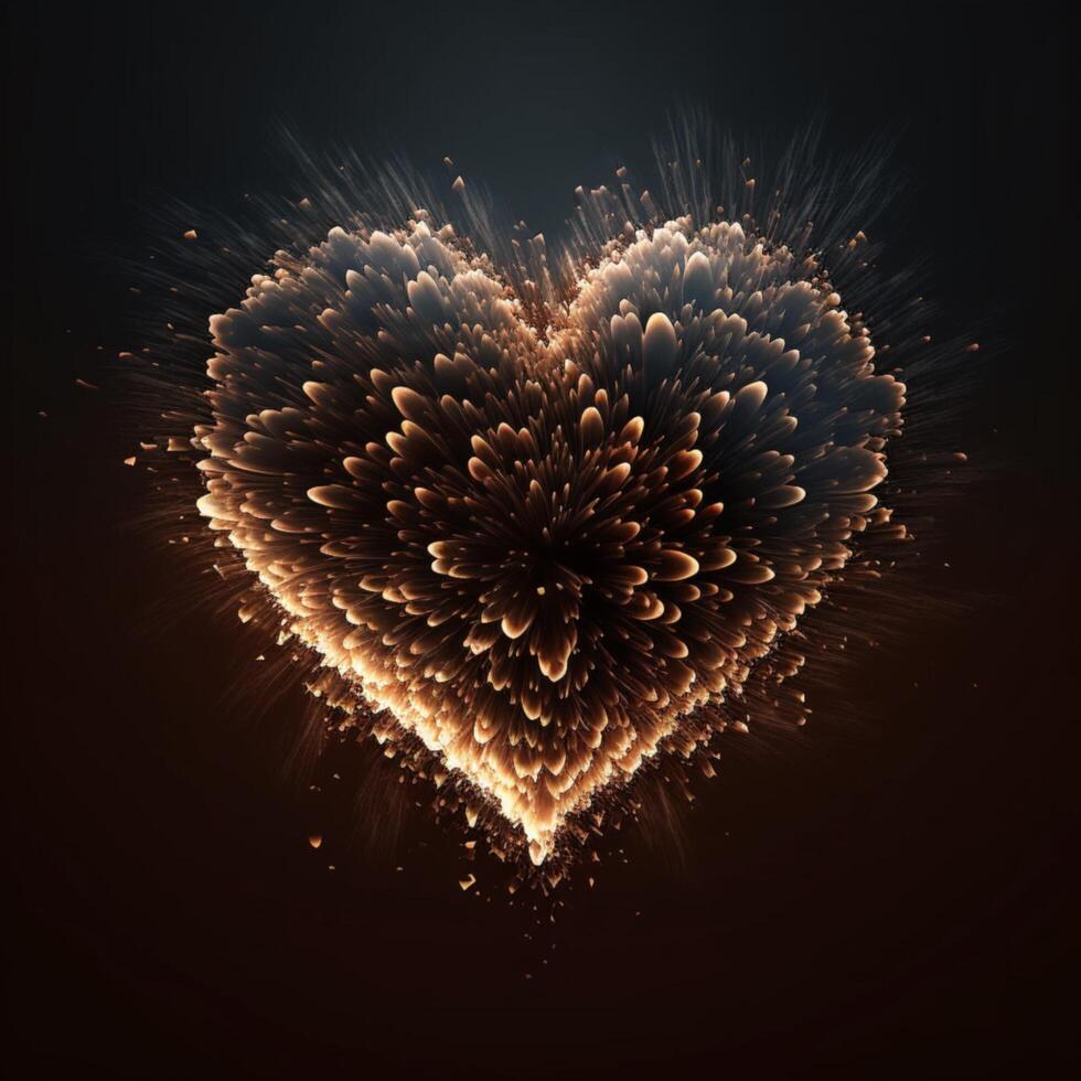 Heart-shaped fireworks lighting up the night sky photo