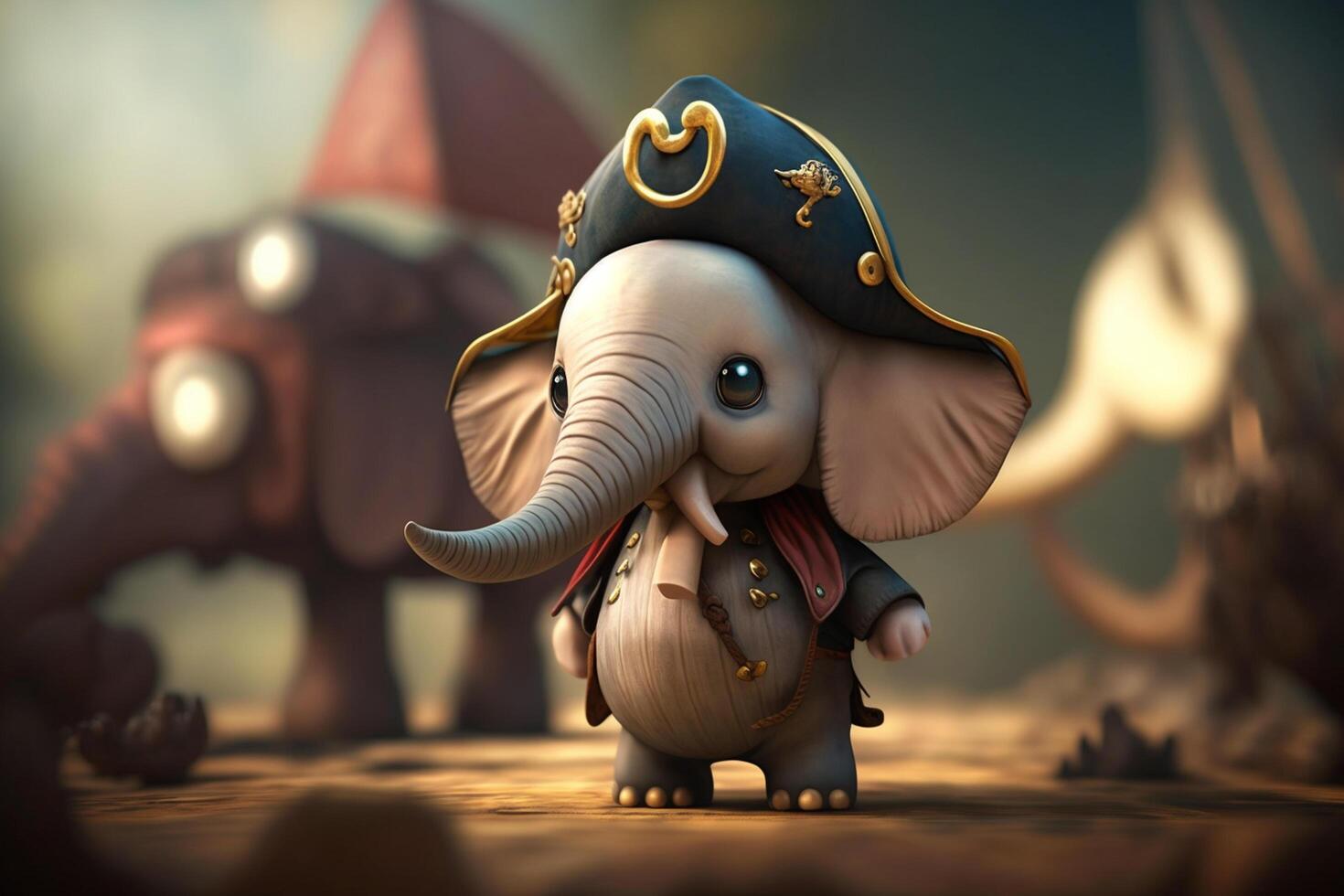 Adventurous Little Elephant in Pirate Attire Ready for Treasure Hunt photo