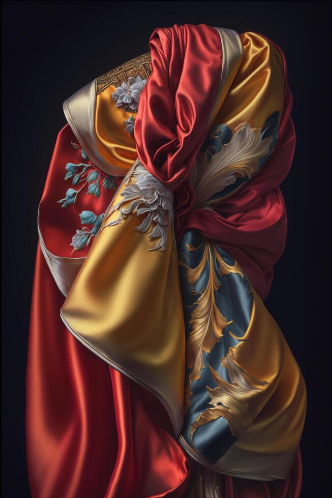 Vibrant and Colorful Chinese Silk Fabric photo