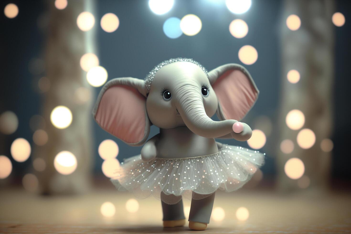 Graceful Little Elephant Ballerina Dancing in Pink Tutu Costume photo