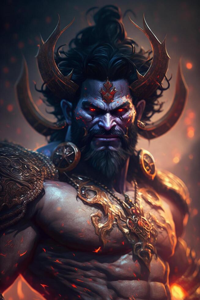 The Mighty Ravana A Stunning Portrait of the Mythical Indian Demon King photo