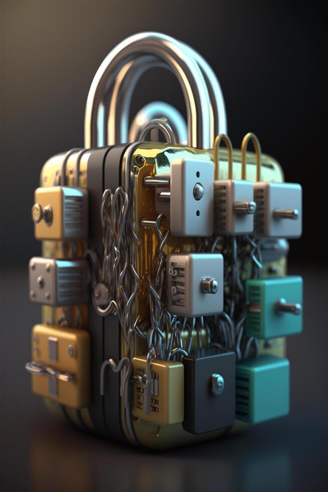 Intertwined Security Locks in Abstract 3D Rendering photo