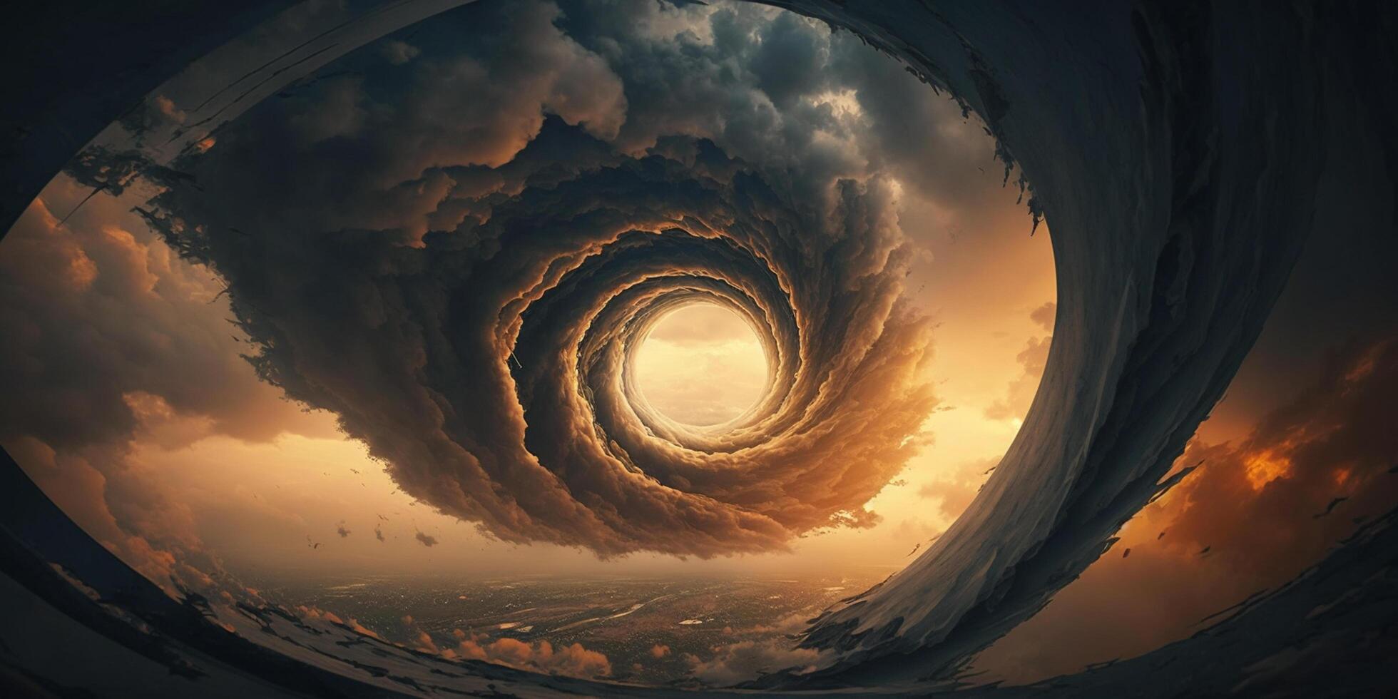 Illustration in the eye of a storm Tornado hurricane photo