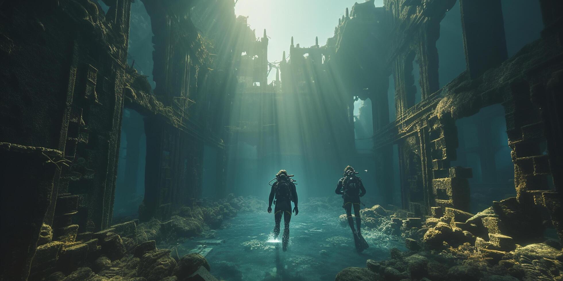 Exploring the Ancient Sunken Ruins Divers Beneath the Waves photo