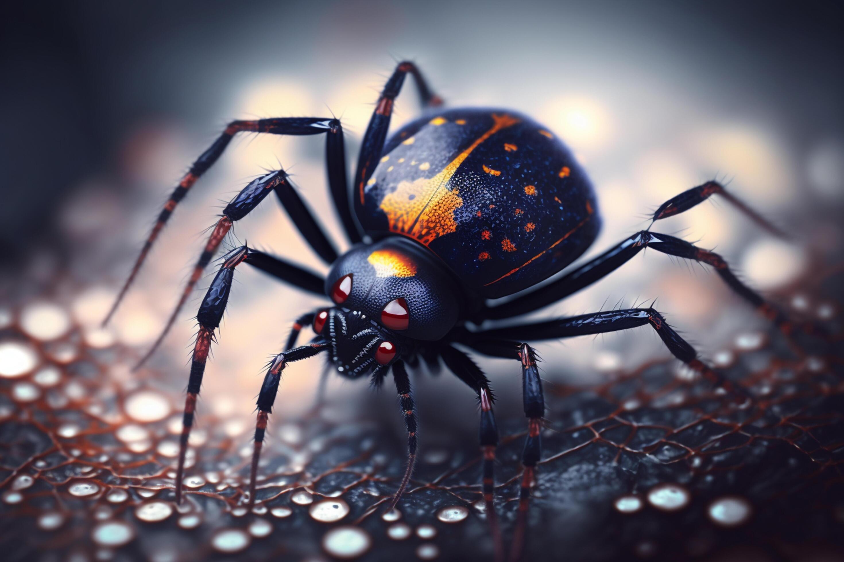 Hyperrealistic Illustration of a Black Widow SpiderLike Insect