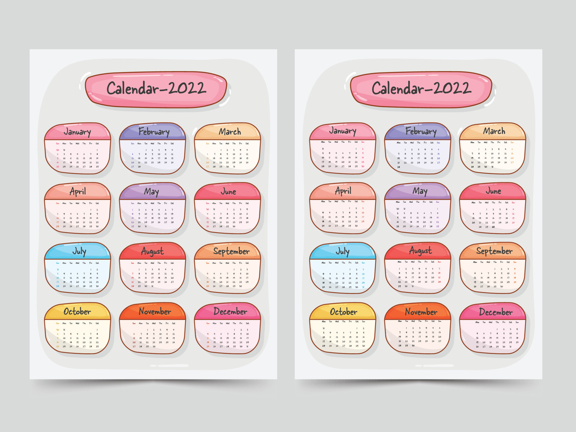 Yearly desk calendar design. 24066498 Vector Art at Vecteezy