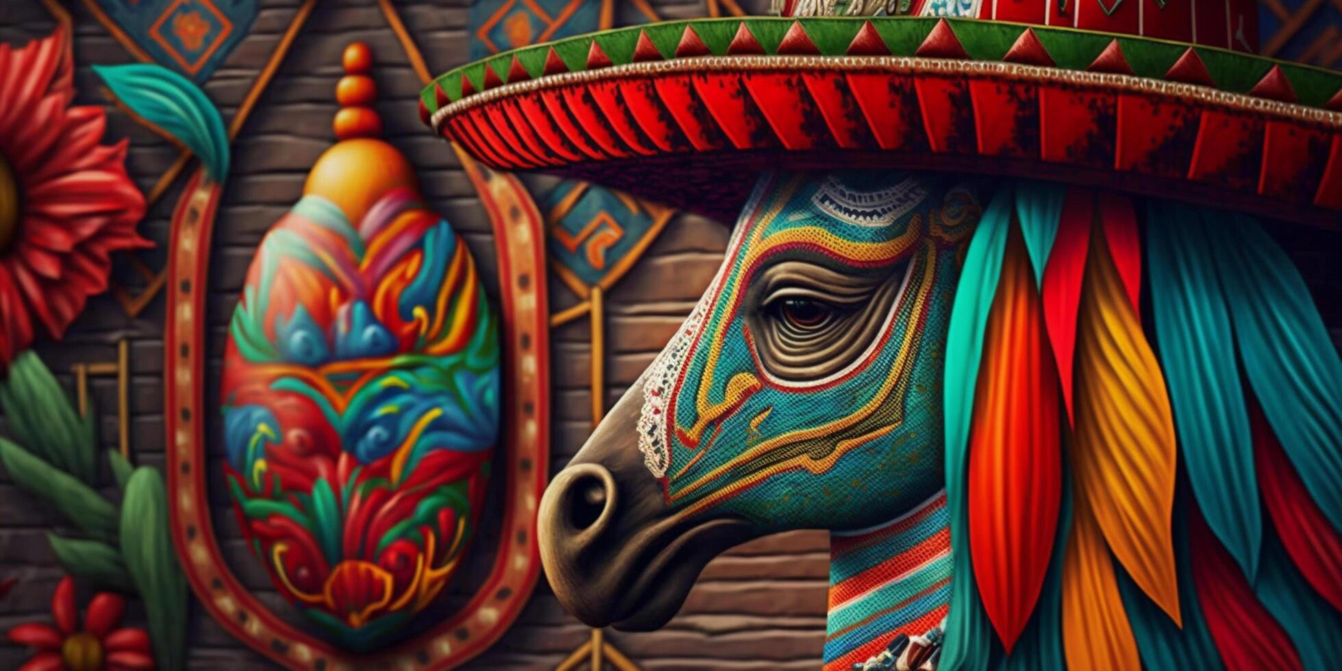 Vibrant Mexican Art Colorful Patterns, Clothing, Figures, and Craftwork photo