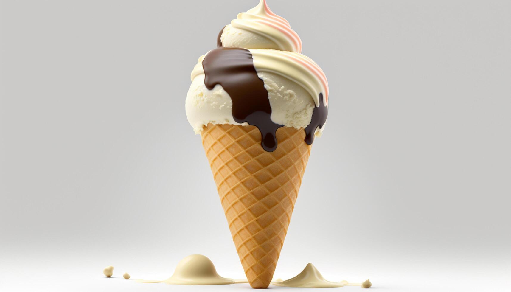 Creamy Italian Gelato Dessert on Isolated White Background photo