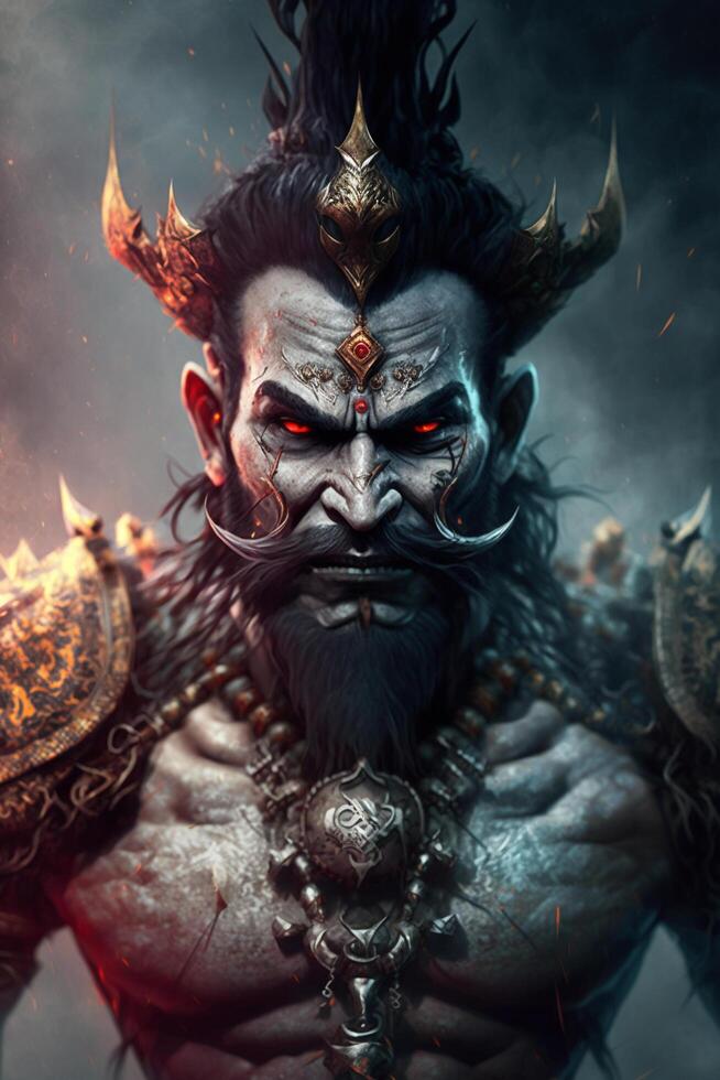 The Mighty Ravana A Stunning Portrait of the Mythical Indian Demon King photo