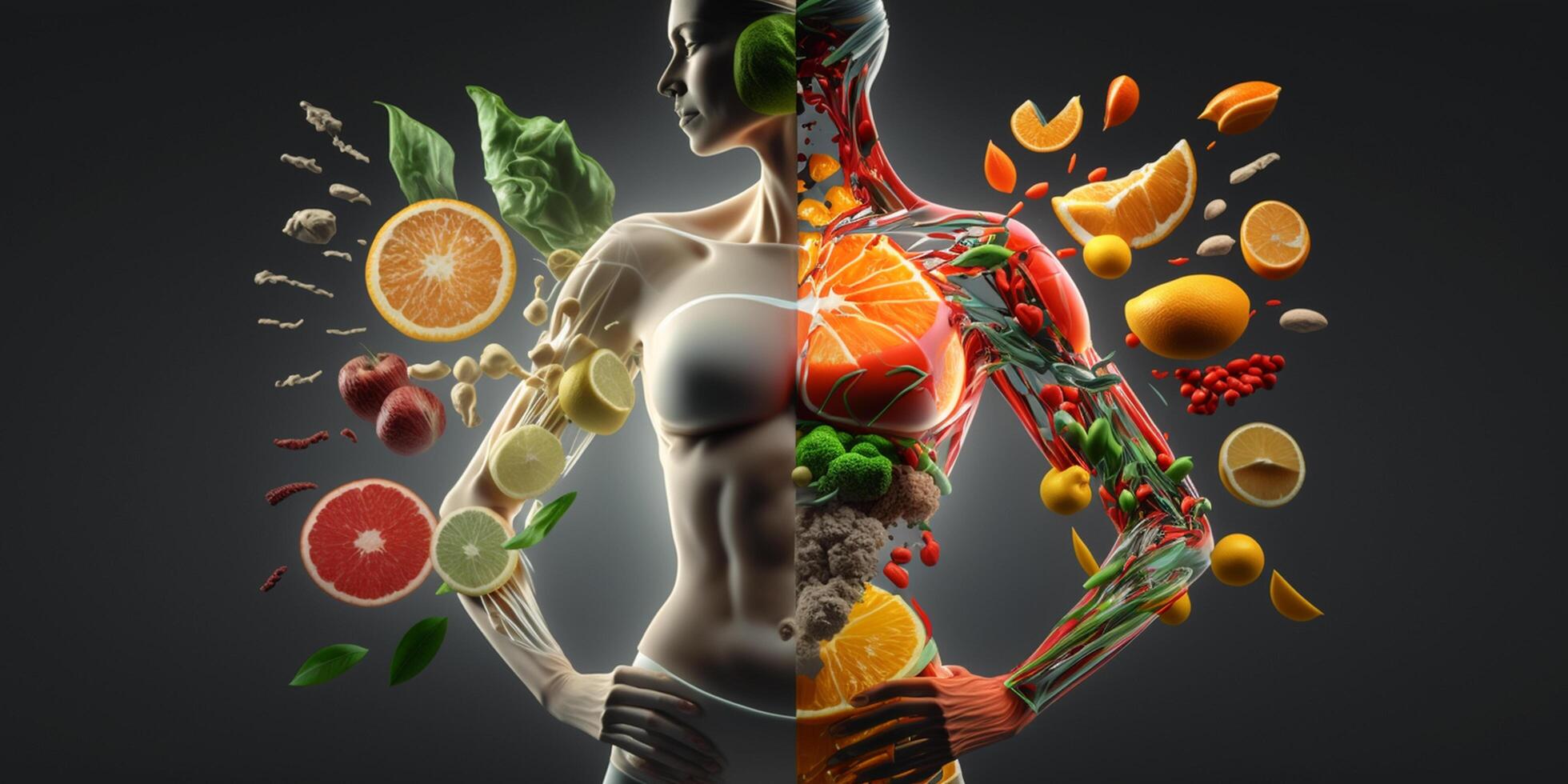 Body healthy diet detox fruit vegetable alkaline diet illustration photo