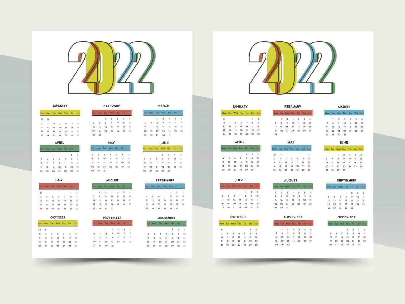 Yearly desk calendar design. vector