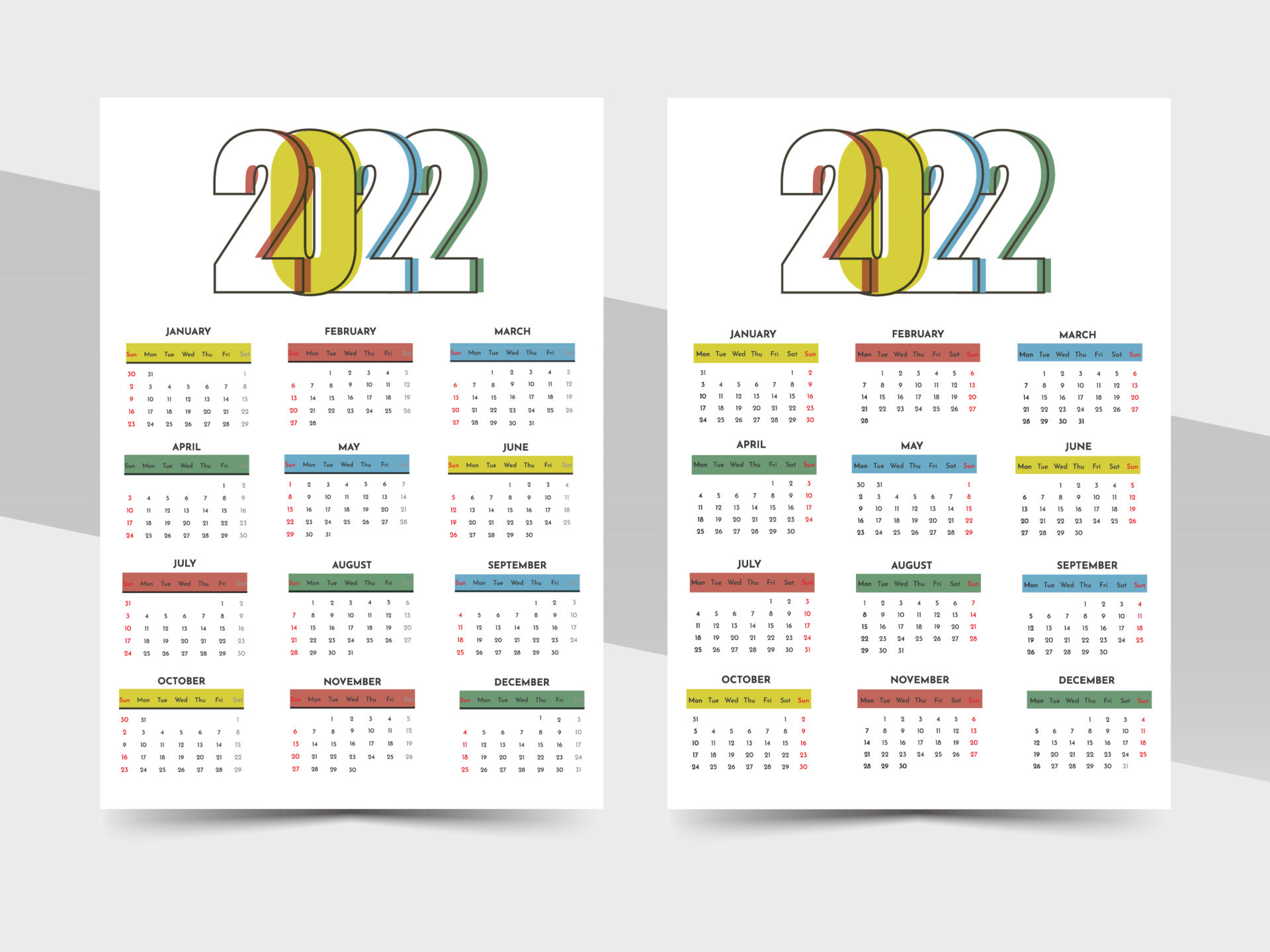 Yearly desk calendar design. 24066616 Vector Art at Vecteezy