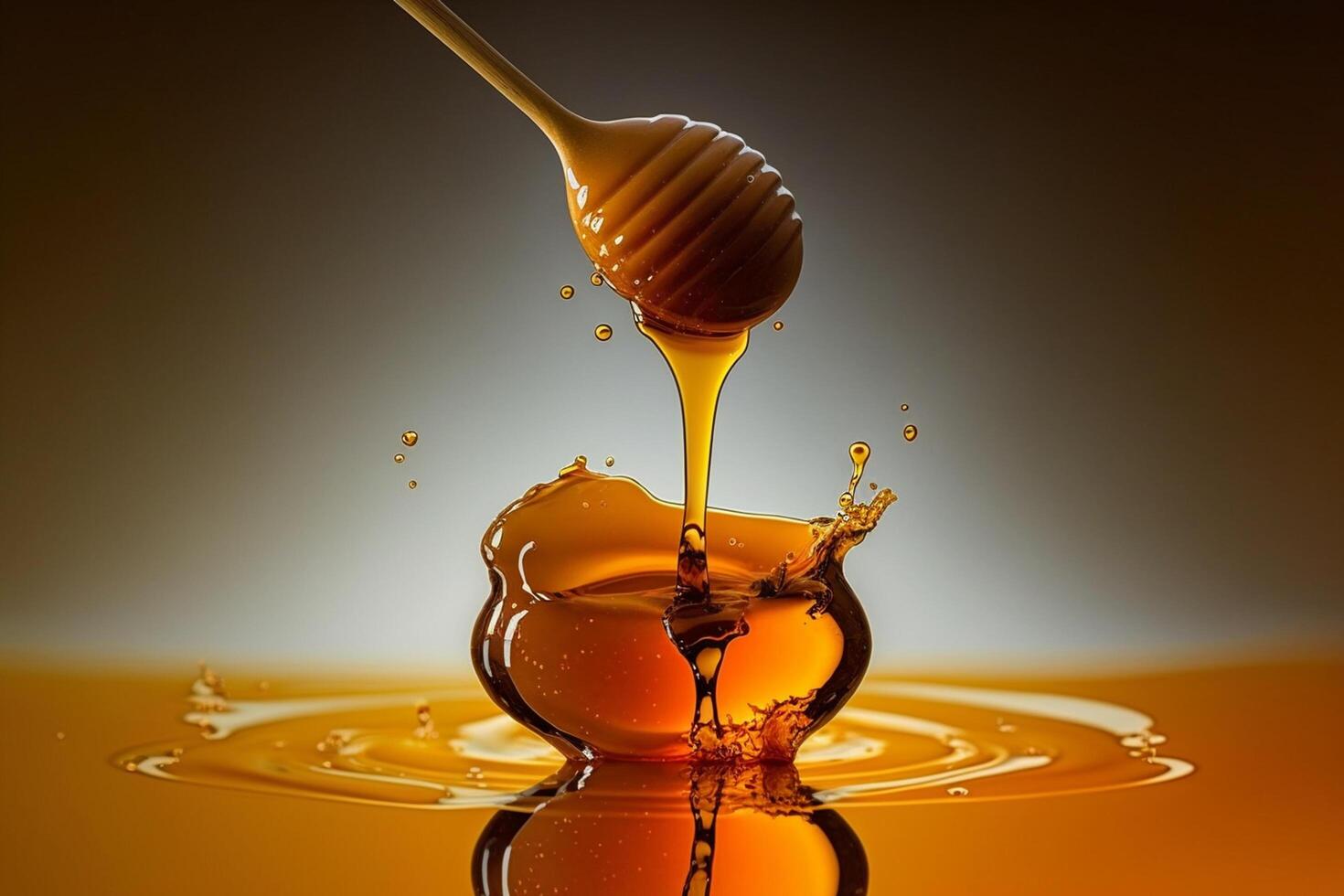 ilustración miel cazo con goteo miel de cerca apicultor ai generado foto
