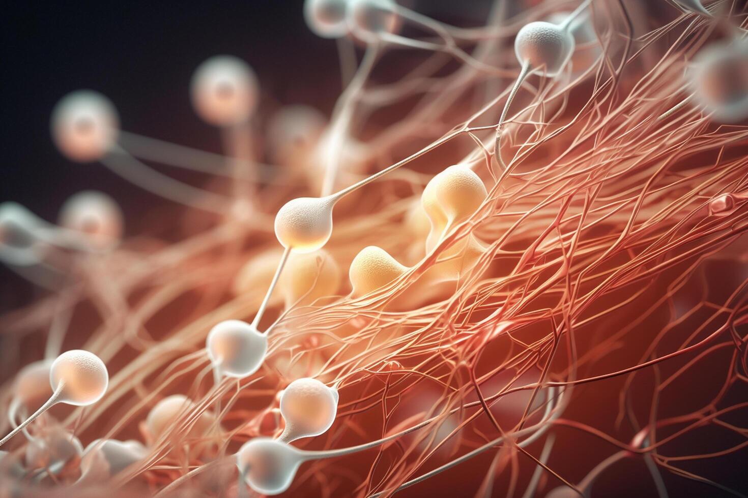 Colorful Abstract 3D Illustration of Muscle Fiber Relaxation at Microscopic Level photo