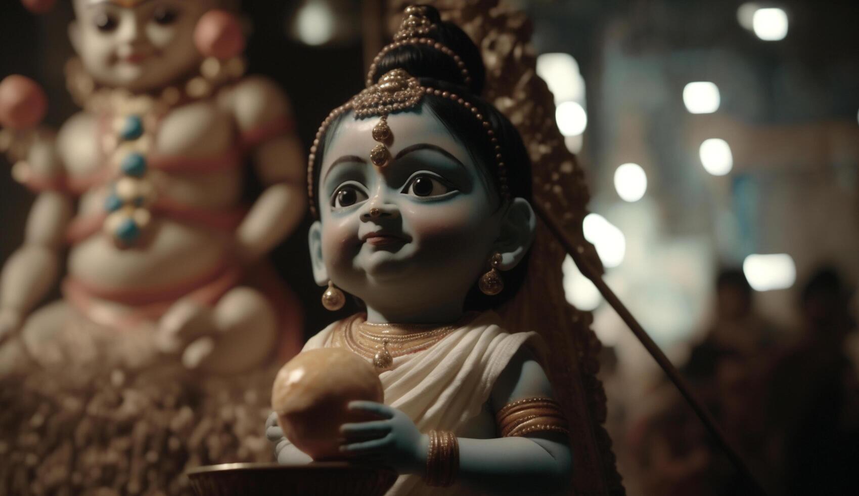 Portrait of Janmashtami, celebration of Lord Krishna's birth photo