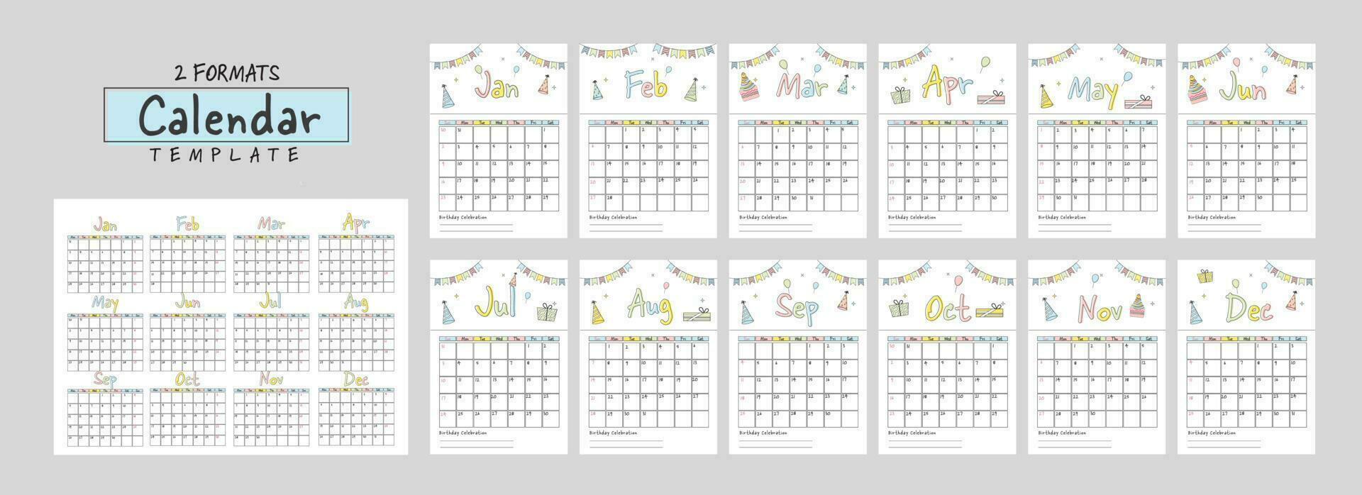Yearly desk calendar design. vector