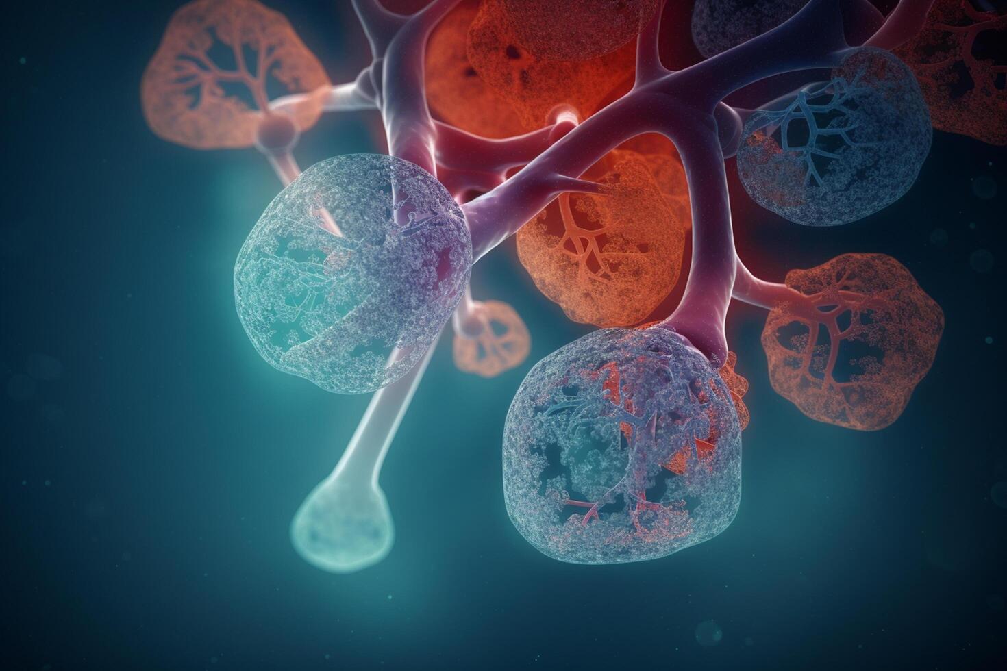 Organic 3D Illustration of Oxygen Exchange in the Human Lung photo