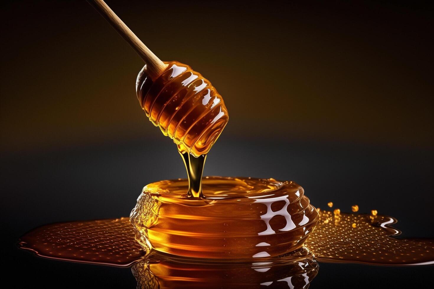 Illustration honey dipper with dripping honey closeup beekeeper photo