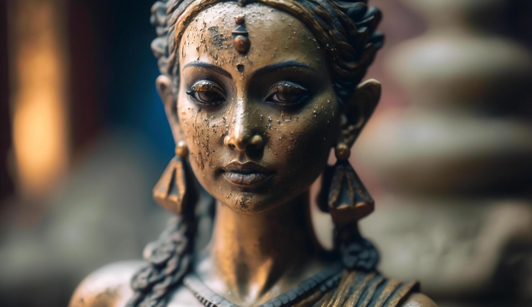 A Stunning Stone Sculpture of Ahalya, Wife of the Seer Gautam, Depicted in Exquisite Detail photo
