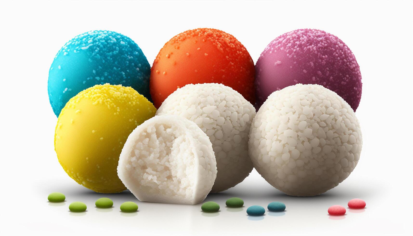 Vibrant Yuanxiao Rice Balls Against White Background photo