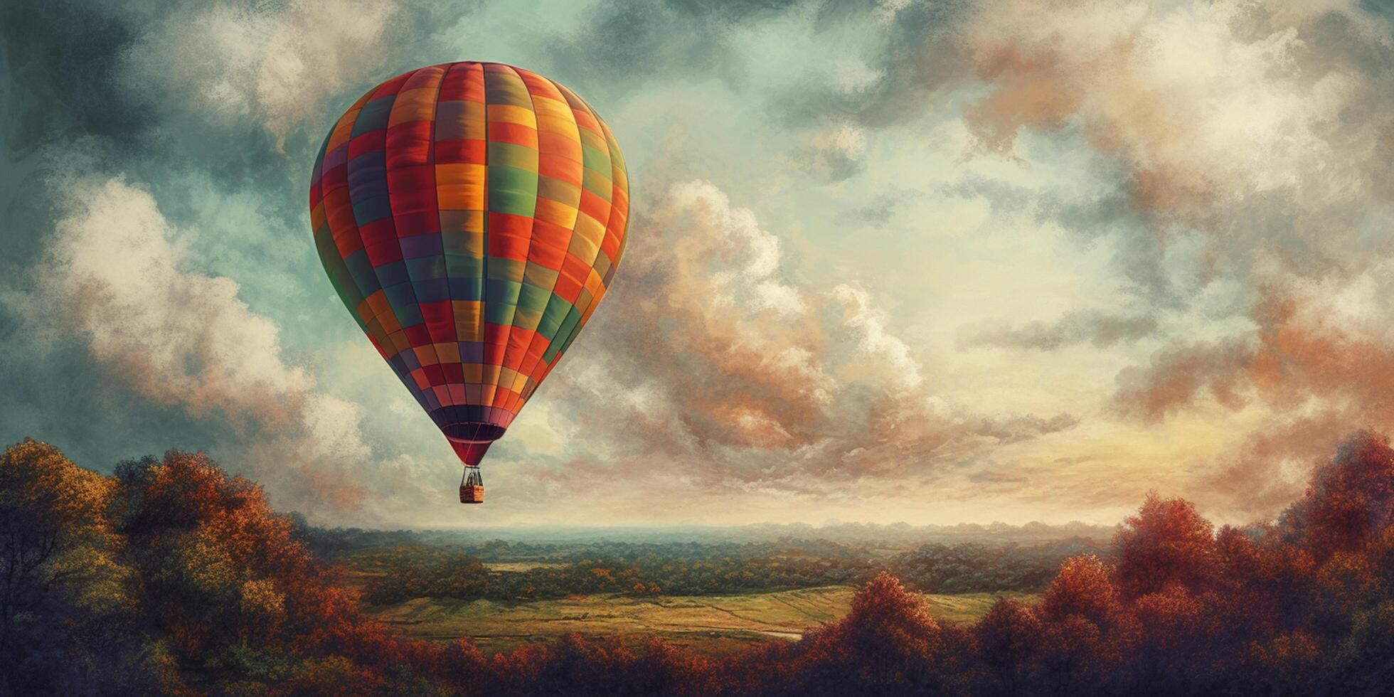 Floating Above the Clouds A Pastel Painting of a Hot Air Balloon photo