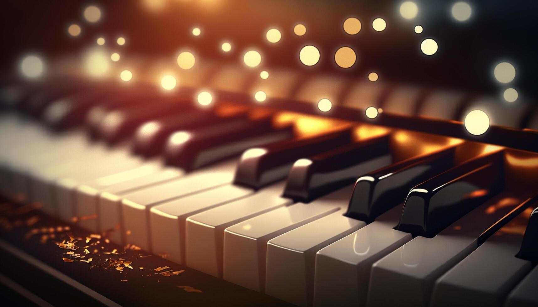 Bokeh Lights and Blurry Colors on Close-up Piano Keys photo