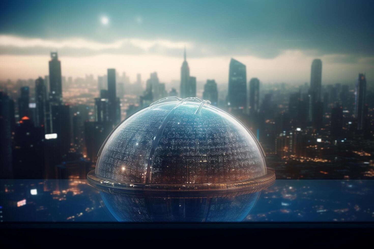 The Metropolis Within A Futuristic City Inside a Glass Dome photo