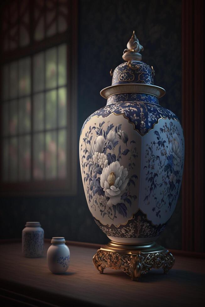 Exquisite Chinese Porcelain Artifacts Displayed in a Museum photo