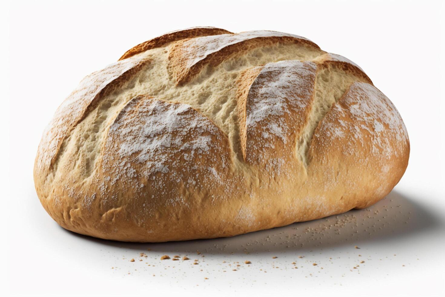 Freshly baked Italian Ciabatta bread on isolated white background photo