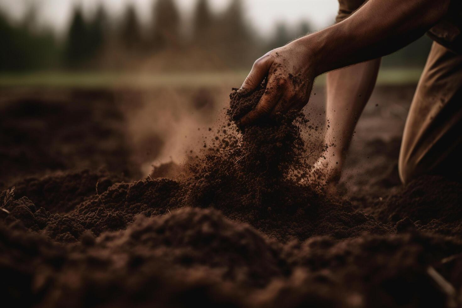 Farming Roots A Farmer Digging in the Soil with his Hands photo