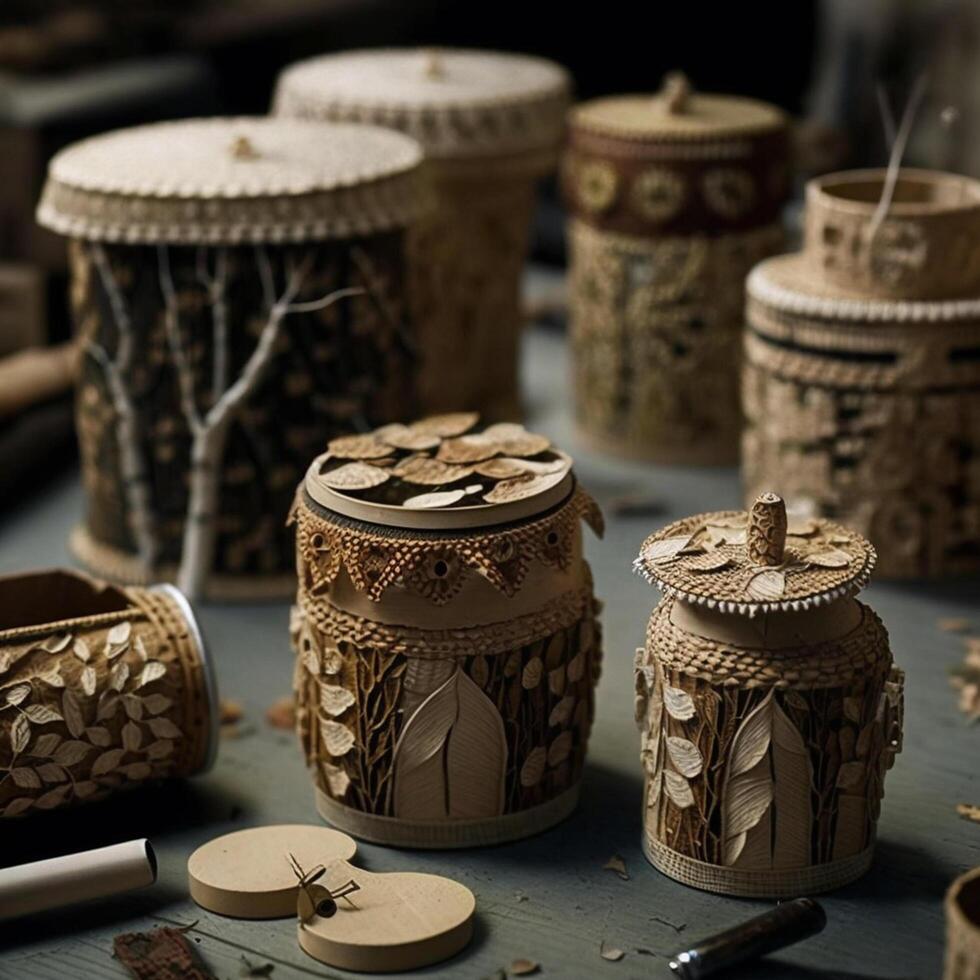 Exquisito artesanía tradicional ruso abedul ladrar productos ai generado foto