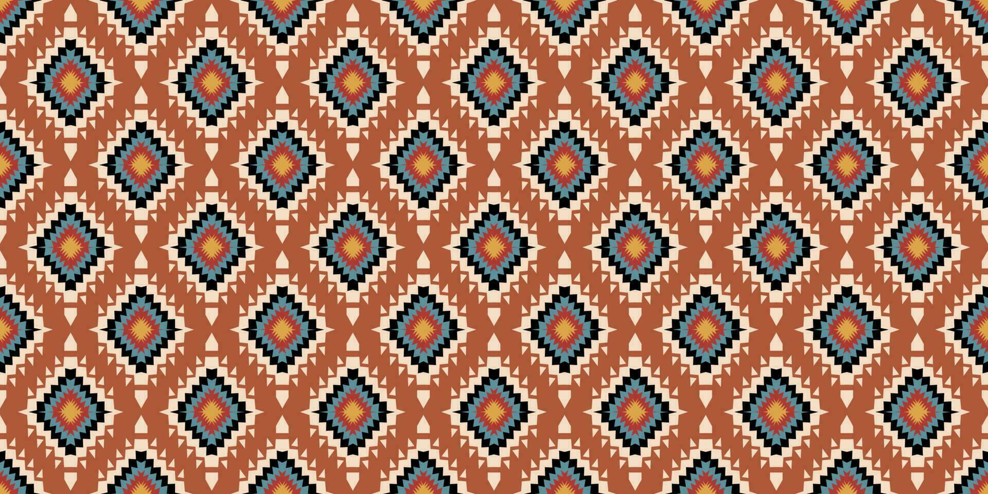 Ethnic abstract ikat art. Seamless pattern in tribal, folk embroidery, and Mexican style. Aztec geometric art ornament print. Design for carpet, wallpaper, clothing, wrapping, fabric, cover, textile. vector