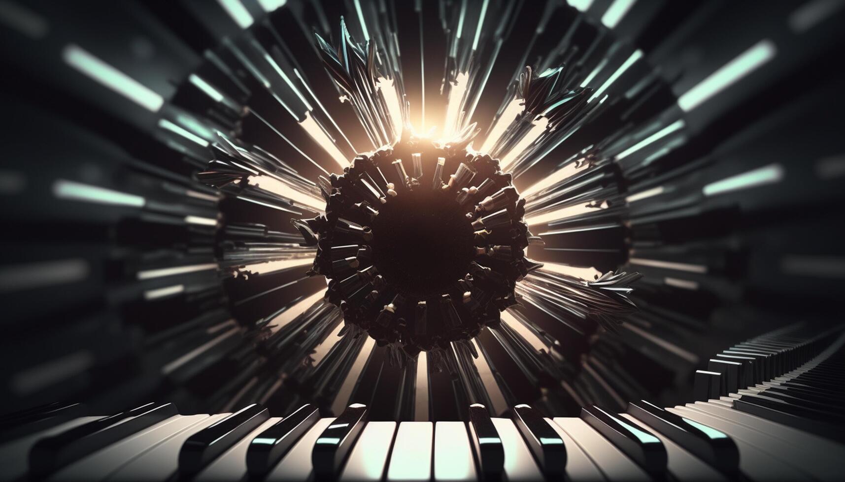 Musical Vortex An Abstract Composition of Piano Keys Representing Sound Waves photo