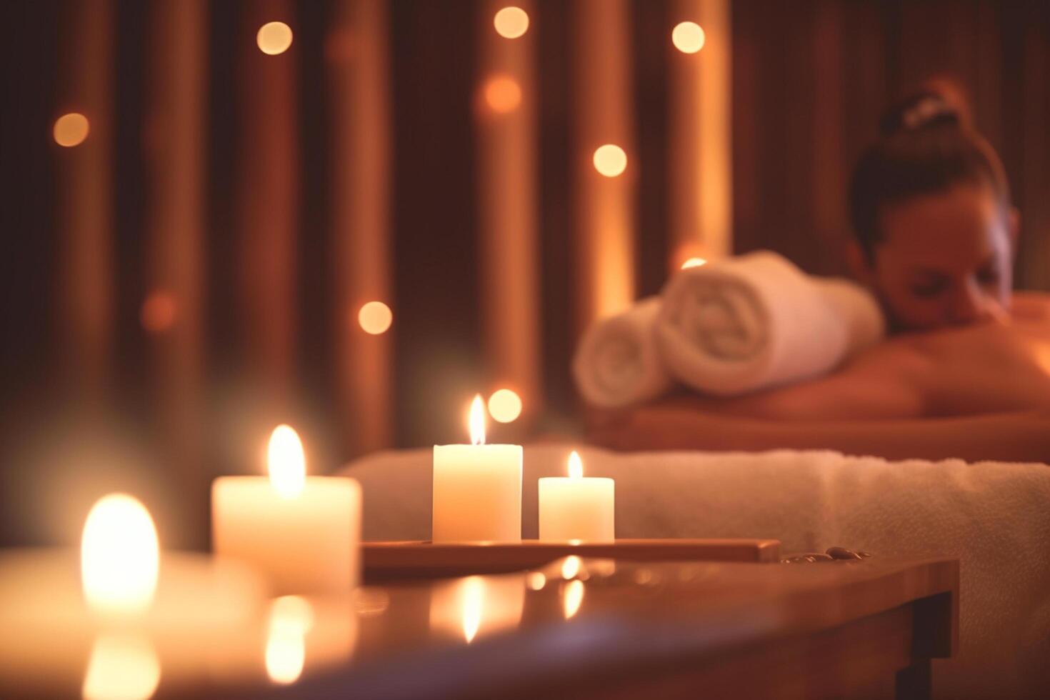 Soothing Candlelight Massage in Relaxation Room at Spa photo