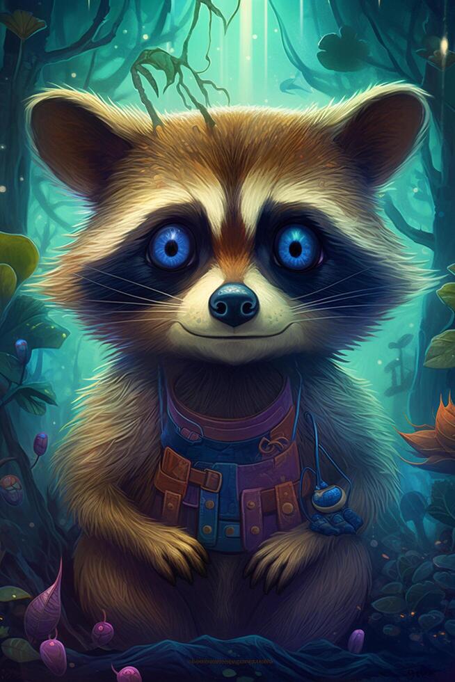 A Cute Little Raccoon Adventuring Through a Magical World of Enchanted ...