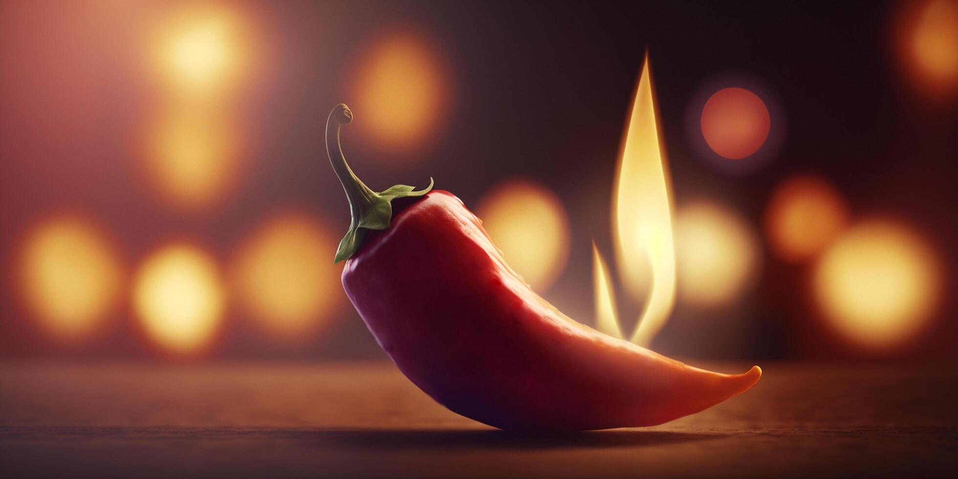 Fiery Red Hot Chili Pepper with Flames and Fire Illustration photo