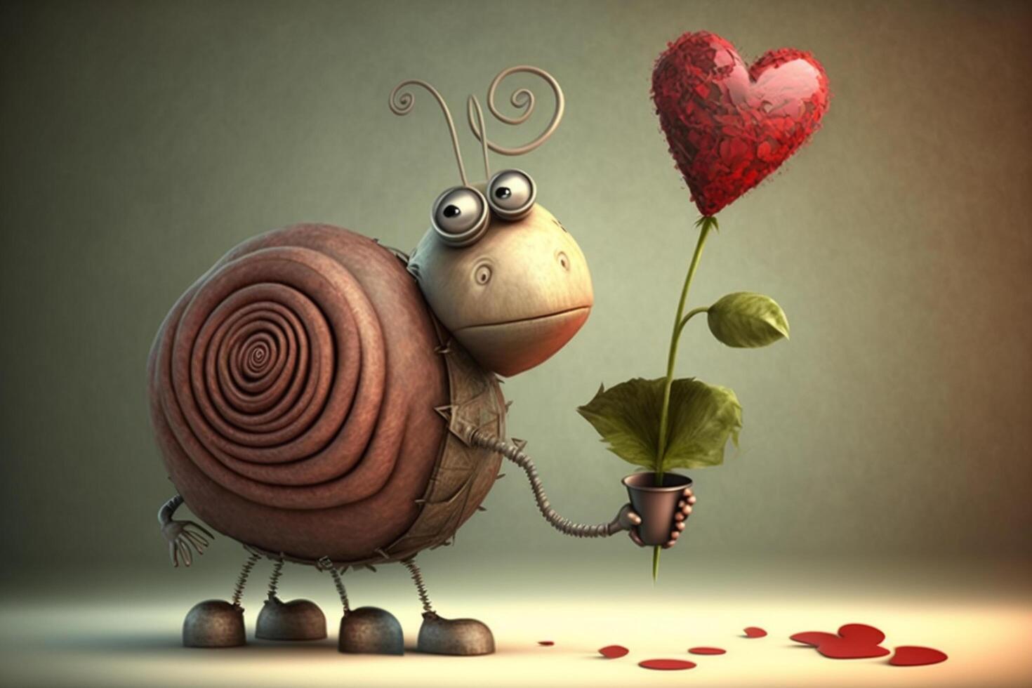 Funny snails celebrate their love for Valentine's Day photo