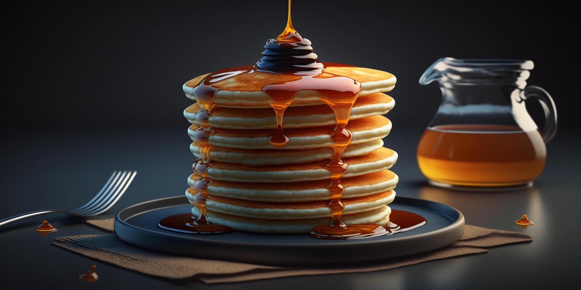 Tasty pancakes with juicy syrup illustration photo