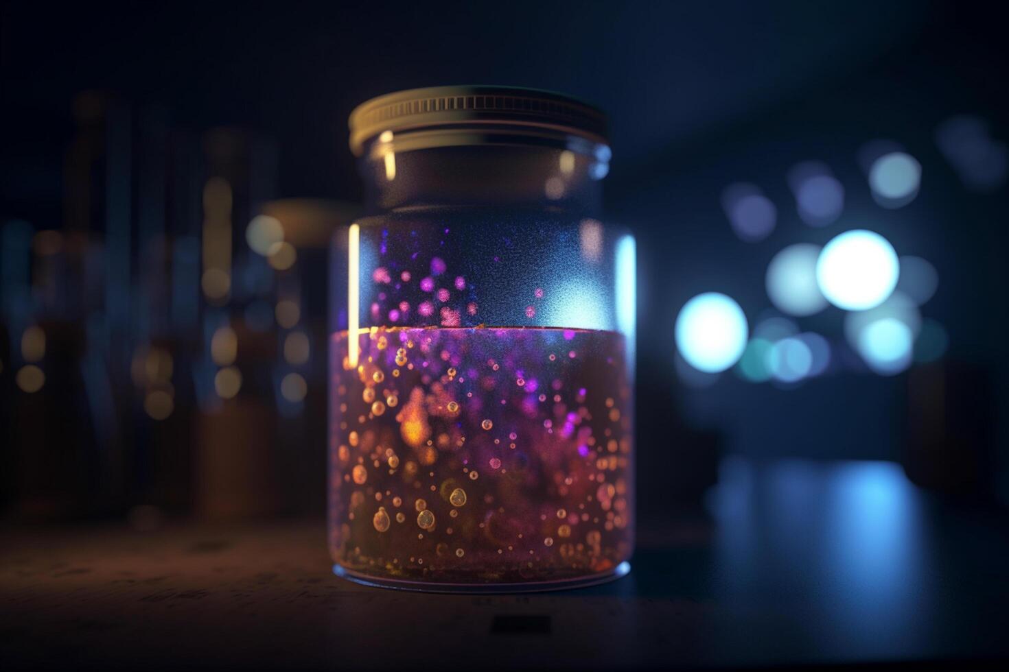 Colorful 3D illustration of fermentation process in a beaker photo