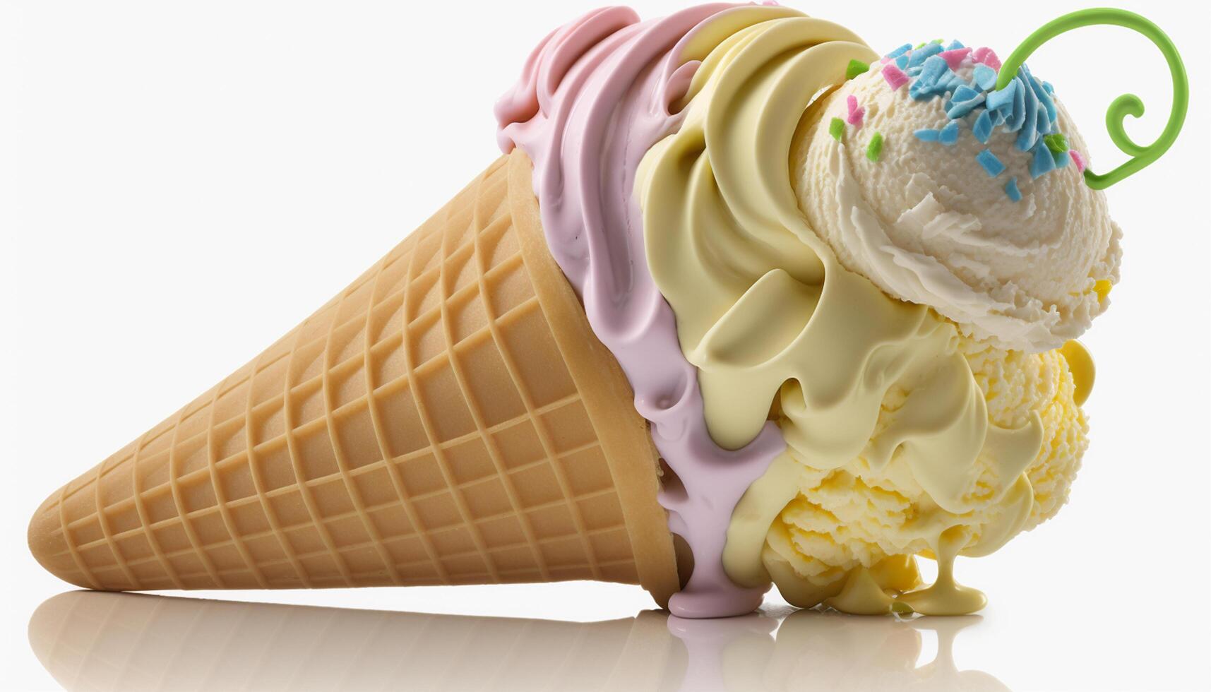Creamy Italian Gelato Dessert on Isolated White Background photo