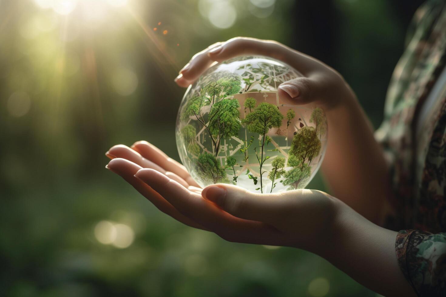 Green Energy Holding the World in Your Hands photo