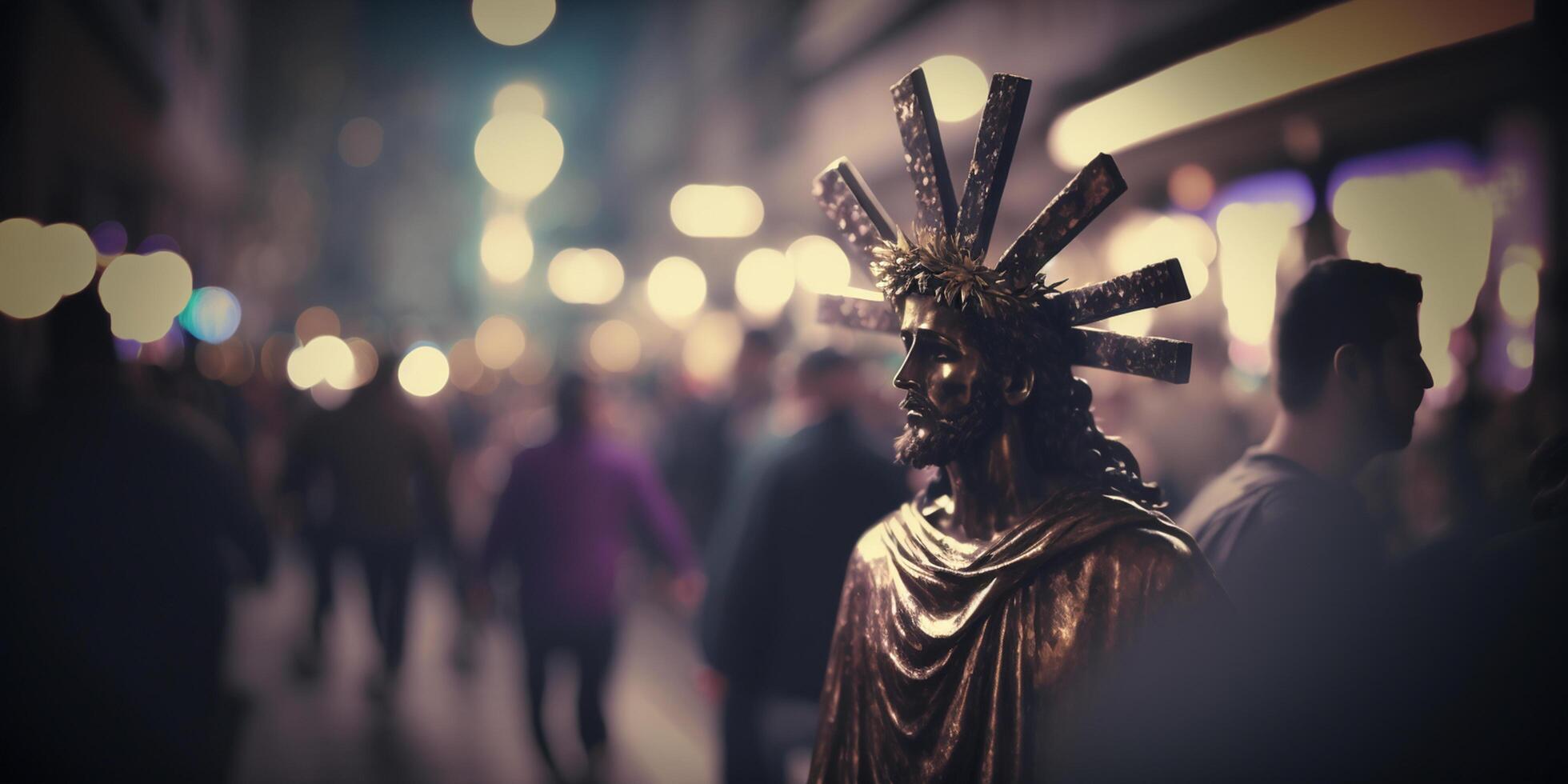 Joyful Scenes in the Streets Celebrating Mexican Semana Santa Holiday photo