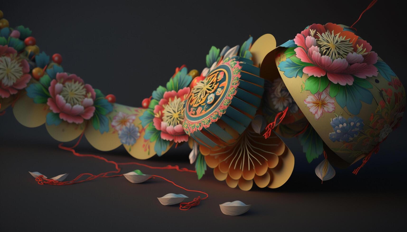 Colorful Chinese Paper Garlands for Festive Decoration photo