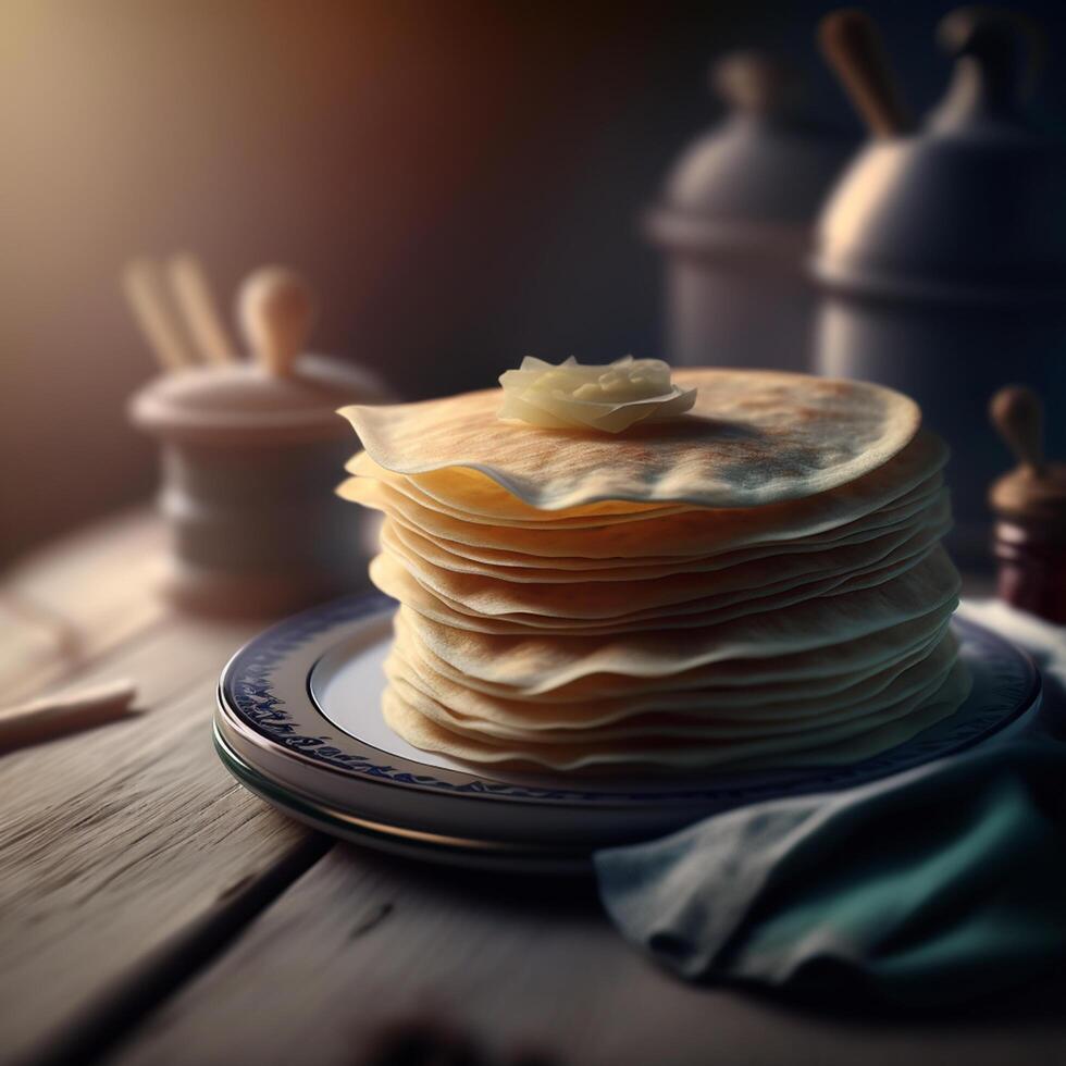 saborear el tradicional gusto de Rusia con delicioso blinis ai generado foto