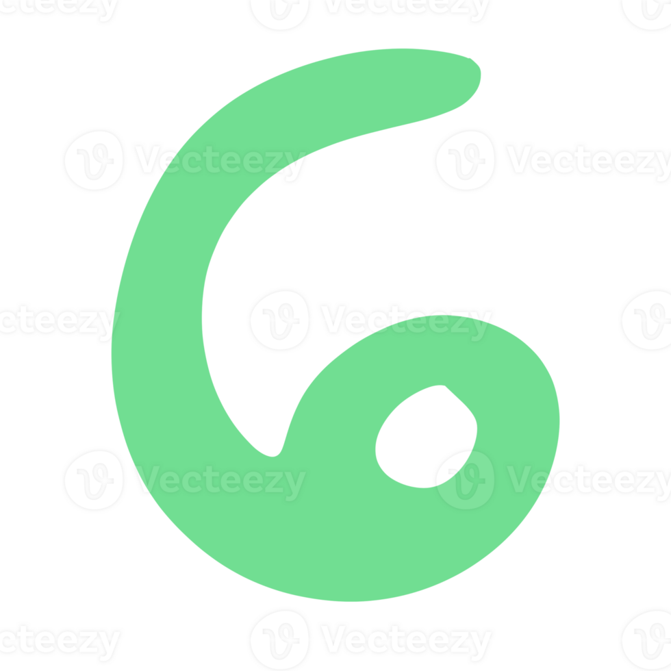 Number six with light green png