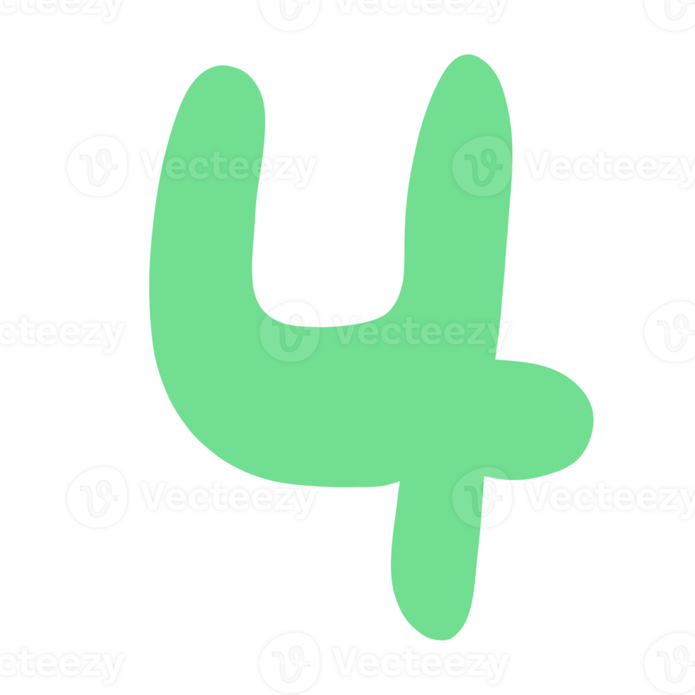Number four with light green png