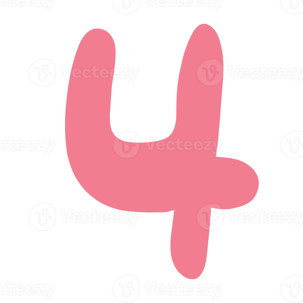 Number four with pink png