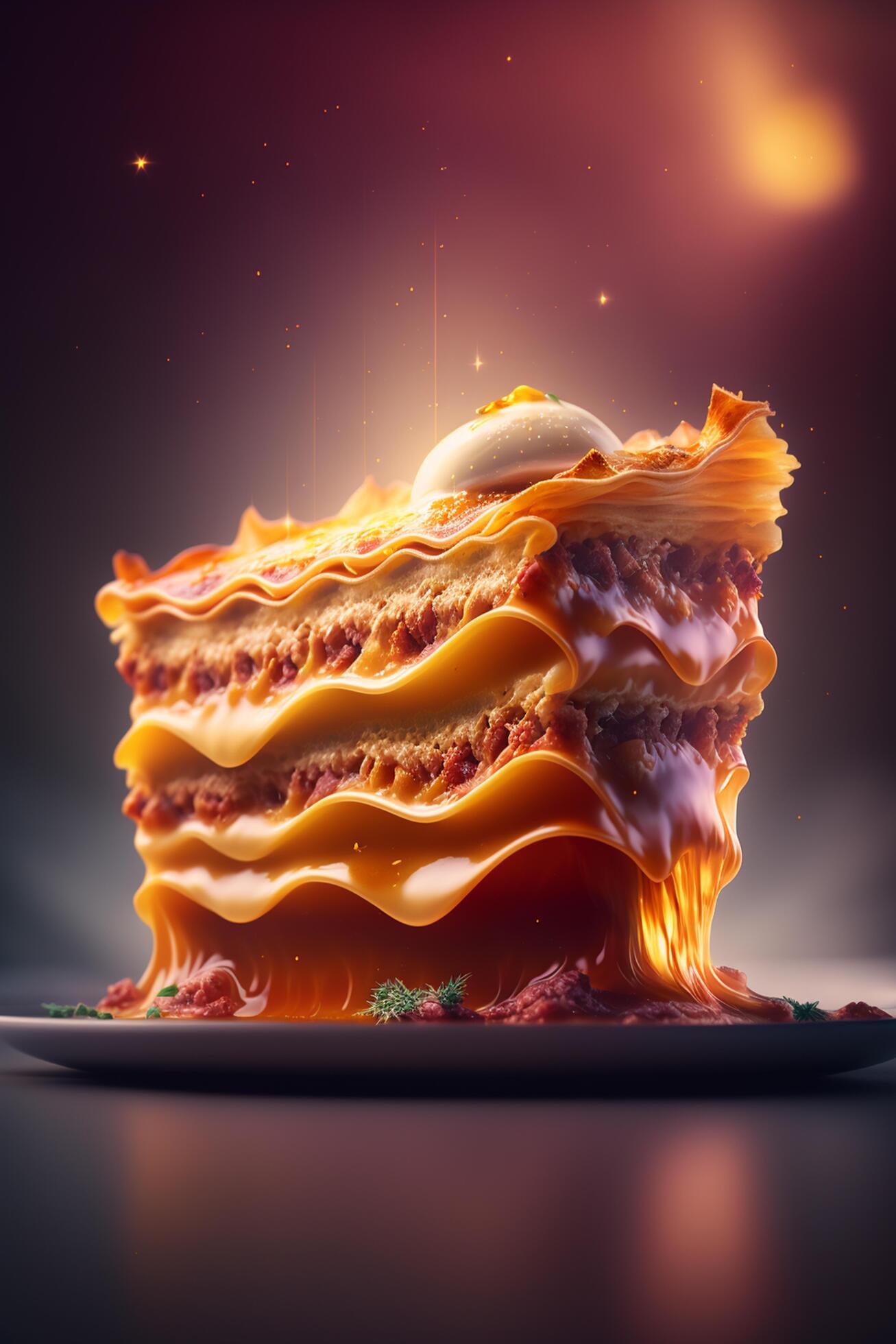 Delicious Italian Specialty Lasagne with Fresh Basil and Cheese AI