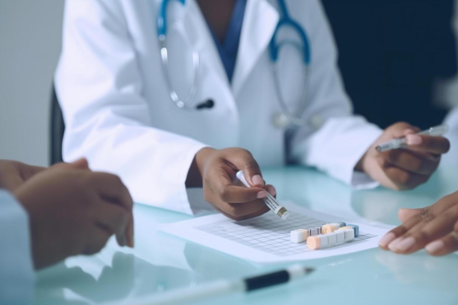 Medication Treatment Discussion Close-Up on Doctors' Hands photo